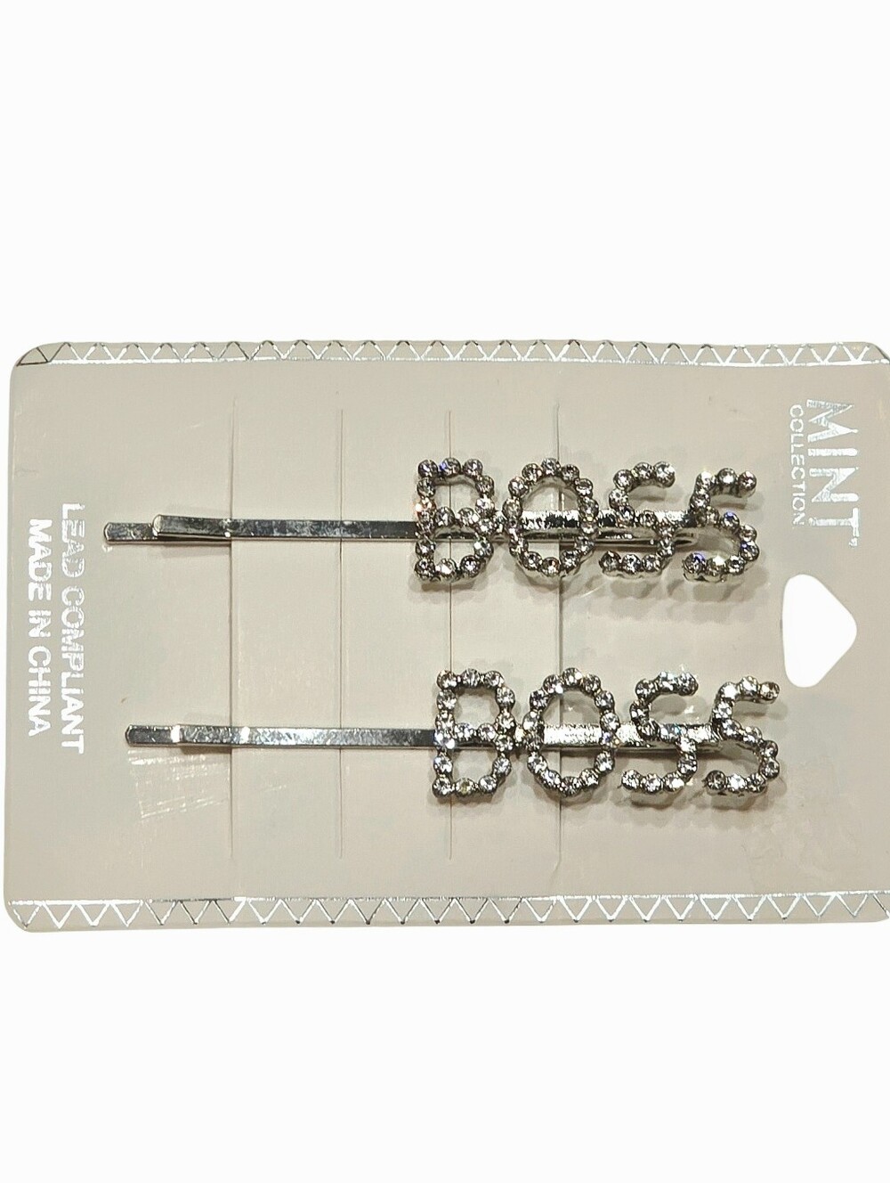 Mint Collection 'BOSS' Crystal Hair Pin Set